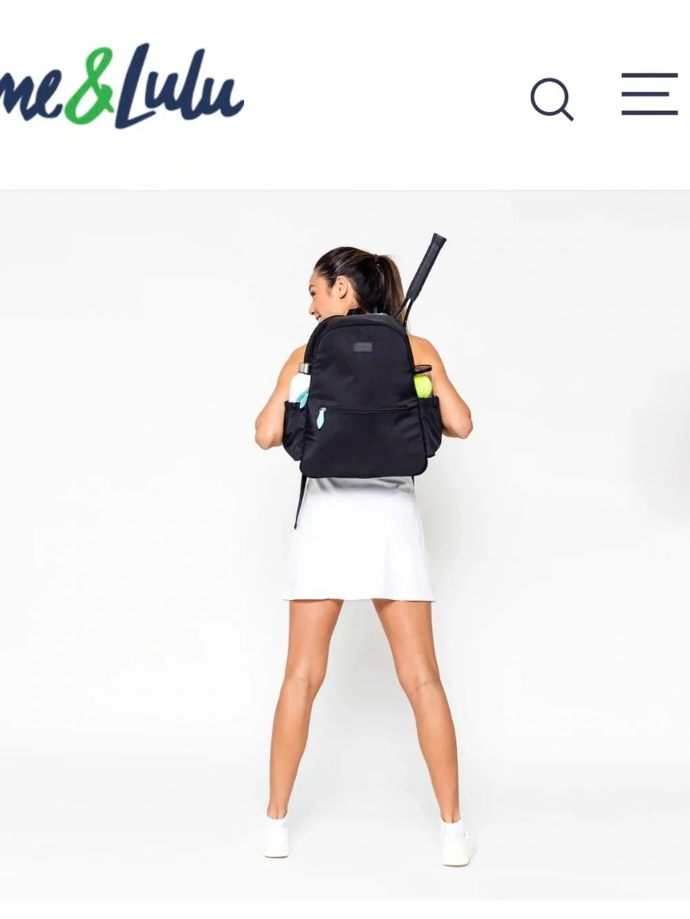 Ame & Lulu Courtside Tennis Backpack 2.0 — Black with Teal Accents
